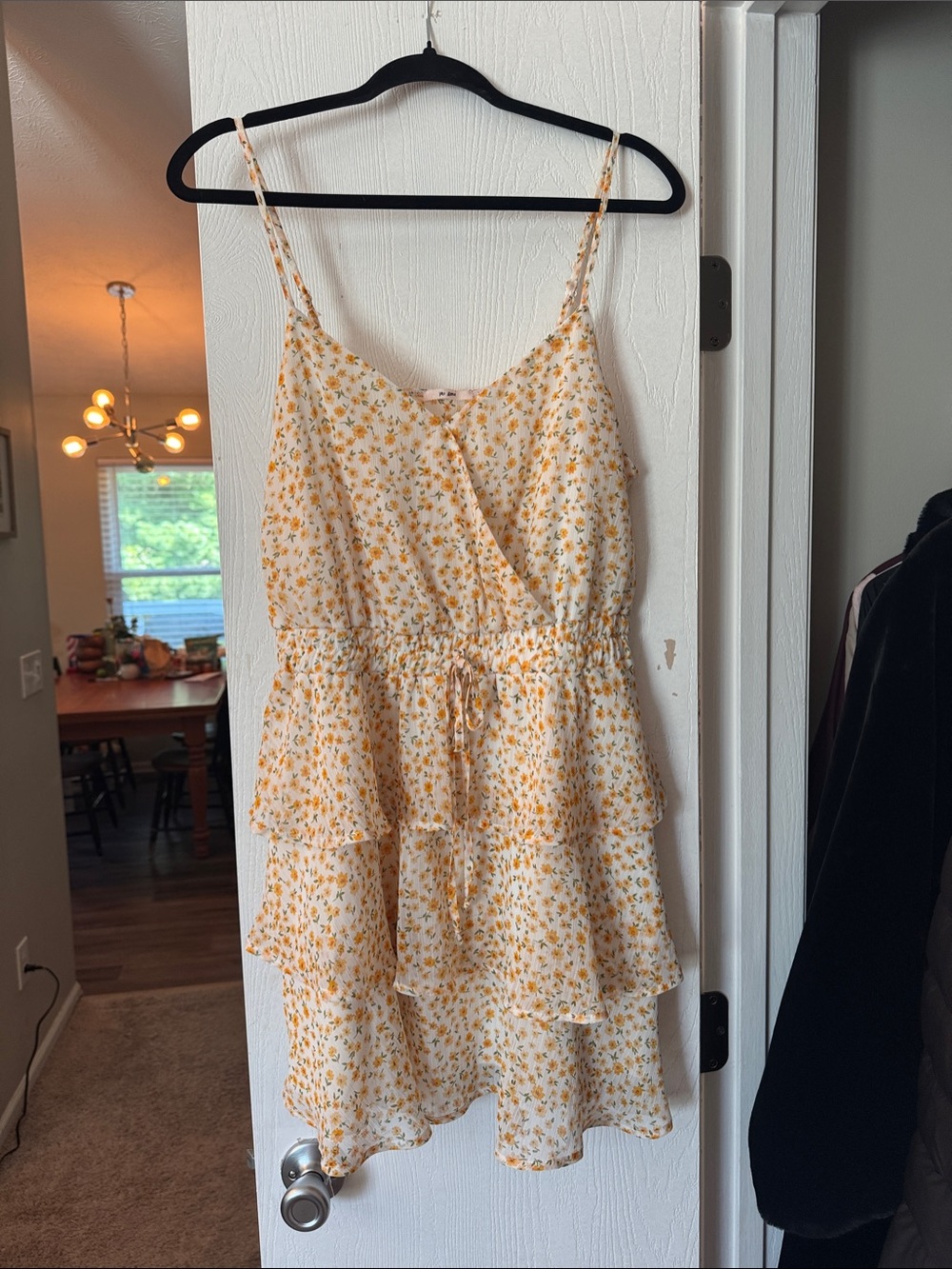 Yellow Floral Tiered Mini Dress